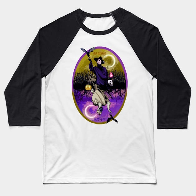 As Above So Below Halloween Baseball T-Shirt by LVBart